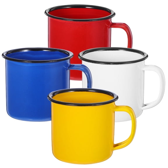 Tineasur Mugs Set Enamel Metal Vintage Style for Various Beverages and Home Use