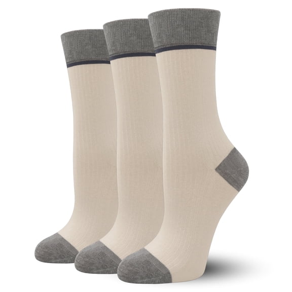SERISIMPLE Womens Soft Ribbed Viscose Bamboo Thin Crew Socks, Dress Colorblock Retro Colorful Design Fashion Calf Sock 3 Pairs