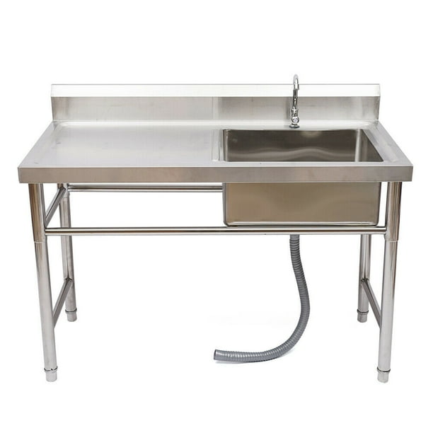 Commercial Sink Bowl Kitchen Restaurant Prep Table + Compartment