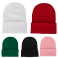 thumbnail image 2 of Beanie Elastic Warm Woolen Yarn Roll up Edge Skull Cap for Spring, 2 of 11