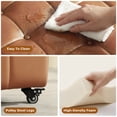 thumbnail image 3 of Poshby Square Faux Leather Storage Ottoman, Coffee Table Footrest Stool with Pulley Legs for Living Room or Bedroom, Brown, 3 of 7