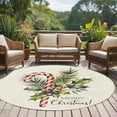 thumbnail image 5 of Candy Cane Area Rug, Merry Christmas Berry Leaf Winter Xmas Washable Large Circle Carpet, Non Slip Round Rug for Living Room/Bedroom/Dining Room/Home Office/Dorm, 5 of 9