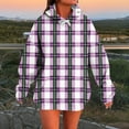 thumbnail image 2 of SwiftWear Plaid Print Oversized Hoodie Women Classic Checkered Long Sleeve Pullover Hooded Sweatshirt Soft Casual Wear with Pocket Light Purple, 2 of 3