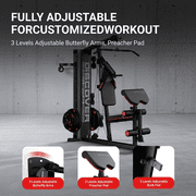 HARISON Home Gym - Full Body Workout Equipment, Exercise Equipment with 450lbs, Multifunctional Home Gym Equipment for Home with Pulley System, Weight Bench, Rowing Machine