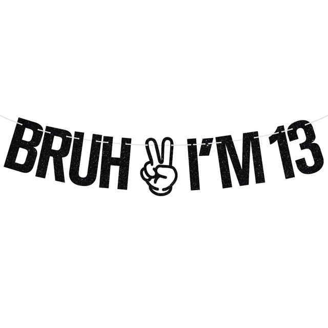 Banner Tivurcia Brush I'm 13 Black Glitter para 13 cumpleaños