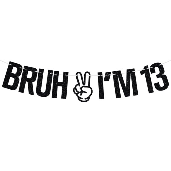Banner Tivurcia Brush I'm 13 Black Glitter para 13 cumpleaños