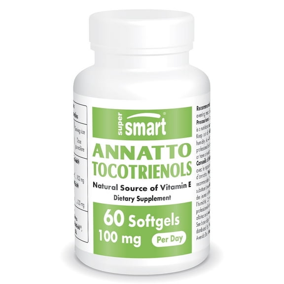 SuperSmart Annatto Tocotrienols 100mg per Day (DeltaGold Vitamin E) - Tocotrienols Supplement | Non-GMO & Gluten Free - 60 Softgels