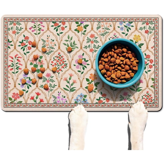 Absorbent Pet Dog Bowl Mat for Food and Water, Pet Cat Food Feeding Mat with Non Slip Rubber Backing, Dog Food Mats for Floors Waterproof, 12"x20"