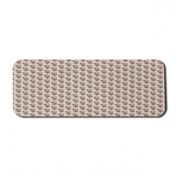 Boho Computer Mouse Pad, Continuous Pattern with Colorful Feathered and Floral Dreamcatchers, Rectangle Non-Slip Rubber Mousepad Large, 31" x 12" Gaming Size, Pale Tan Multicolor, by Ambesonne