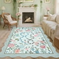thumbnail image 3 of Garvee 9'x12' Snake Floral Area Rug Scalloped Rug, Machine Washable Farmhouse Indoor Carpet Non-Slip Low Pile Accent Rug for Living Room Bedroom Dining Room， Blue, 3 of 8