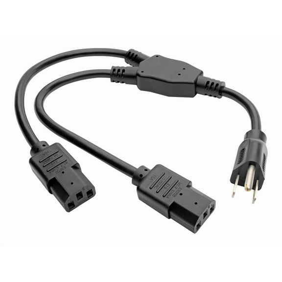 Tripp Lite Dual IEC Power Cord Splitter Cable 5-15P to 2x IEC-320 C13 18in (P006-18N-2)