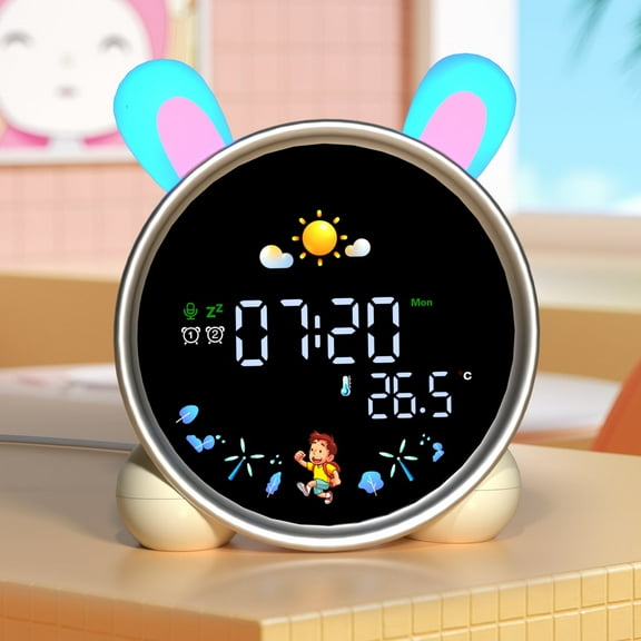 Sailstar Kids Alarm Clock with Night Light, OK to Wake Clock for Kids, Stay in Bed Clock and Sleep Training, Nap Timer Temperature Detect Cute Room Decor, Gift Ideas for Kids Toddler Boy Girl, Rabbit