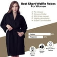 thumbnail image 2 of Lotus Linen Knee Length Waffle Robe Lightweight Women's Robe (Black,XX-Large), 2 of 5