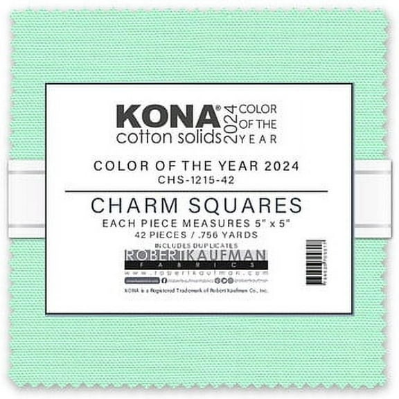 5" Charm Pack Squares - Kona Cotton Solids Color of the Year 2024 Julep Icy Green Robert Kaufman Quilter's Fabric Precuts Bundle (CHS-1215-42) M520.34