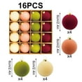 thumbnail image 1 of Bolas decorativas navideñas, 16 piezas de bolas navideñas de terciopelo, adornos flocados para árbol de Navidad, bolas de plástico, adornos colgantes decorativos de Navidad, decoración para árbol de N, 1 of 7
