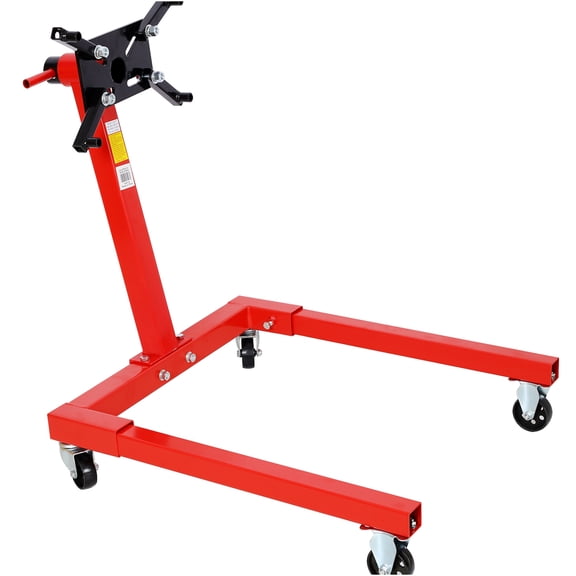 JERFIT Heavy Duty Engine Stand 1250 Lbs Capacity, 360° Rotating Head with 6 Locking Positions, Red Steel Mobile Engine Hoist Stand for Auto Repair