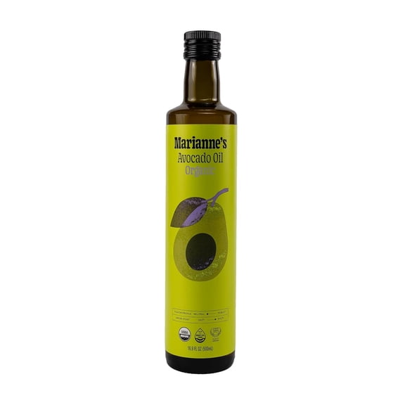 Marianne’s Organic Avocado Oil: 100% Pure Organic Cooking Oil for Frying, Sautéing & Baking, Neutral Flavor, High-Heat Performance Up to 500°F, Clean Label Project Purity Award