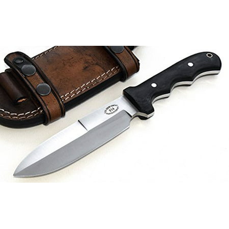 CFK Cutlery Company USA Micarta D2 Tool Steel BATTLE SHARK Bushcraft Tactical Hunting Knife with Leather Sheath & Fire Starter Rod Set (Best Tactical Knife Companies)