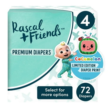Pack of 2 Rascal Friends Diapers CoComelon Edition Size 4, 72 Count