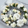 thumbnail image 4 of Wedding Flower Crown Fashion Ribbon Hair Wreath Floral Crown with Wrist Corsage, 4 of 6