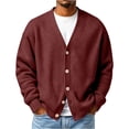thumbnail image 4 of Kukoosong Men's V Neck Knit Cardigan, Fall Casual Loose Fit Outerwear, Long Sleeve Button Front Pocket Coat for Daily Commute, 4 of 6
