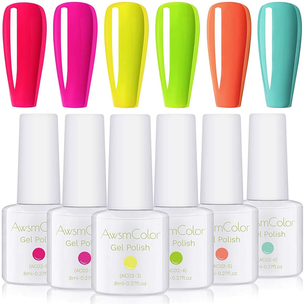 AwsmColor Gel Nail Polish Set, Neon UV LED Soak Off Nail Gel Kit, 2020