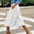 thumbnail image 2 of Uqiangy Cargo Shorts Women Baggy Long Baggy Shorts For Women Cargo Capris for Women Stretch Wide Leg Hiking Pants Lightweight Quick Dry Baggy Cargo Pants with Pockets White M, 2 of 8
