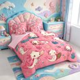 thumbnail image 2 of Manfei Salamander Pattern 7-Piece Twin Bedding,Purple Axolotl Bedding Comforter Set,Pink Reversible, 2 of 7