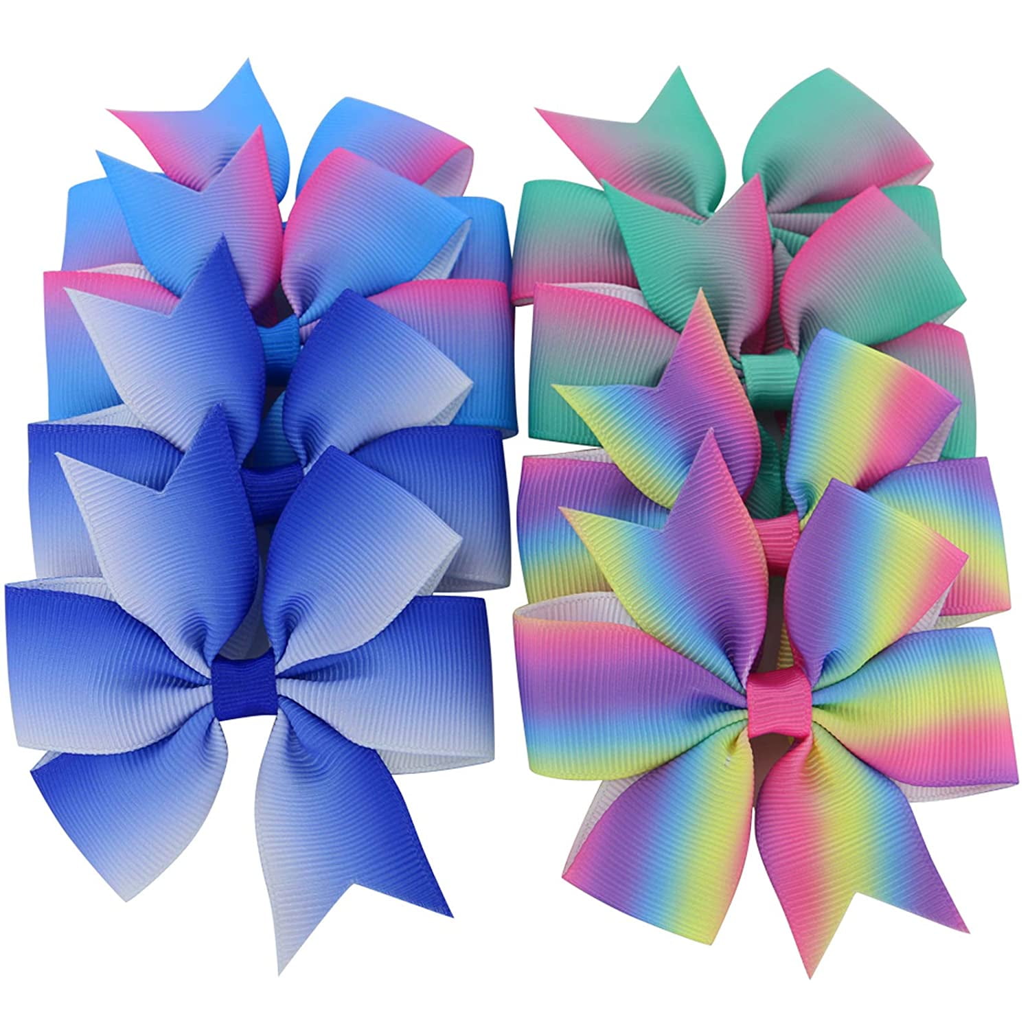 MUCHENGGIFT 120PCS 3inch Grosgrain Ribbon Polka Dot Pinwheel Hair Bows Boutique Rainbow Bows Alligator Clips For Girls Toddlers Teens(60Colorsx2)