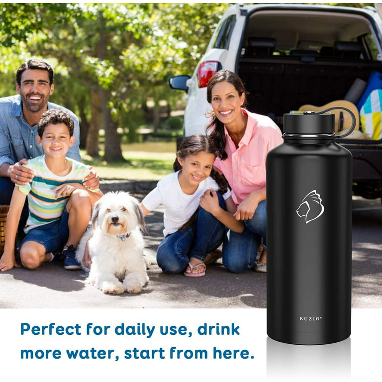 BUZIO Vacuum Insulated Stainless Steel Water Bottle 64oz (Cold for 48  Hrs/Hot for 24 Hrs) BPA Free Double Wall Travel Mug/Flask for Outdoor  Sports Hiking, Cycling, Camping, Running 64 oz Black