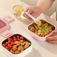 thumbnail image 6 of Oggfader Pink Square Lunch Box - Double Compartment with Utensils, Leakproof & Microwave Safe for Stu-dents, Office Use, 6 of 6