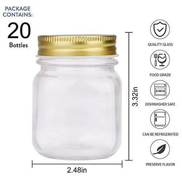 Clear Glass Jars With Lids(Golden),Small Spice Jars For Herb,Jelly