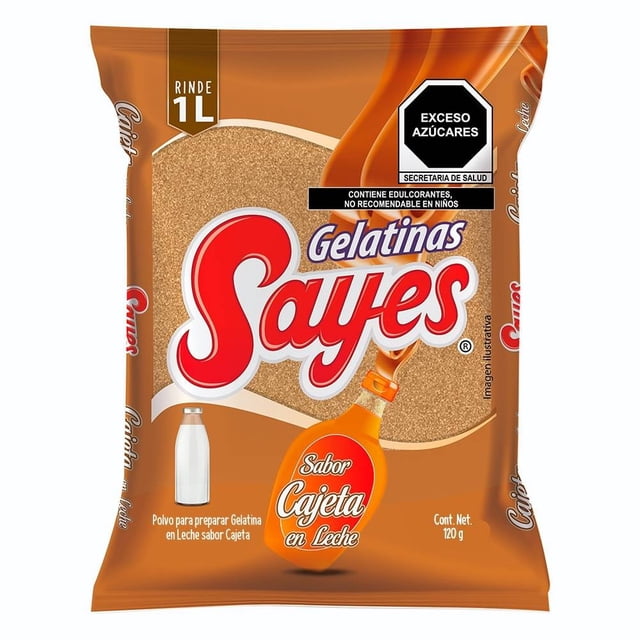 Polvo para preparar gelatina Sayes de leche sabor cajeta 120 g