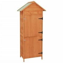 Outdoor Patio Storage Cabinet, 2 Doors, Natural Brown Solid Wood
