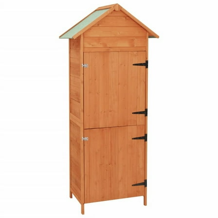 Outdoor Patio Storage Cabinet, 2 Doors, Natural Brown Solid Wood