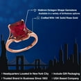 thumbnail image 2 of Gem Stone King 14K Rose Gold Red Created Ruby Solitaire Engagement Ring for Women (5.80 Cttw, Emerald Cut 11x9MM), 2 of 6