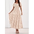 thumbnail image 4 of PRETTYGARDEN Women's Summer Boho Maxi Dresses Floral Short Sleeve Square Neck Smocked Flowy Long Dress Vacation Outfits, 4 of 10