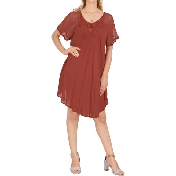 HAPPY BAY Women's Summer Relaxed Maternity House Wear Dresses M-L Tangerine, Solid