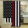 thumbnail image 4 of American Flag Honoring Firefighters Shower Curtain Set Polyester Waterproof Fabric Bath Curtain Patriotic Home Decor for Homes, Hotels, Apartments Farmhouse Style Includes Hooks (72"x72), 4 of 6
