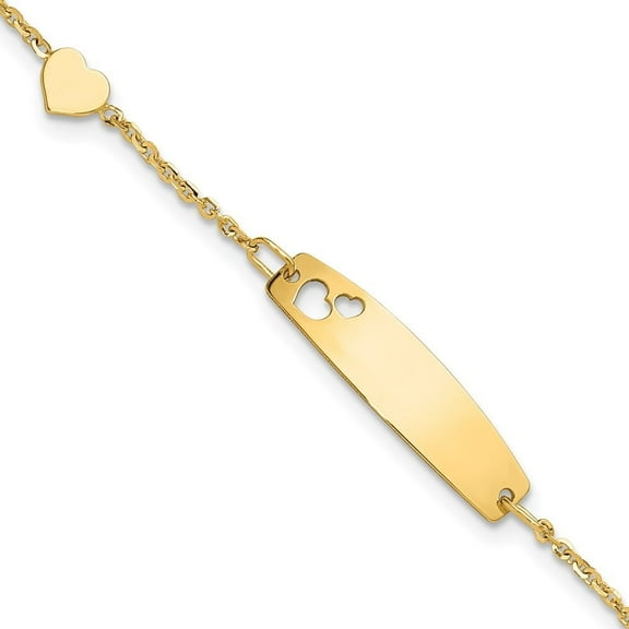 Auriga Fine Jewelry 14K Yellow Gold Polished Heart ID Bracelet 5.5" for Women