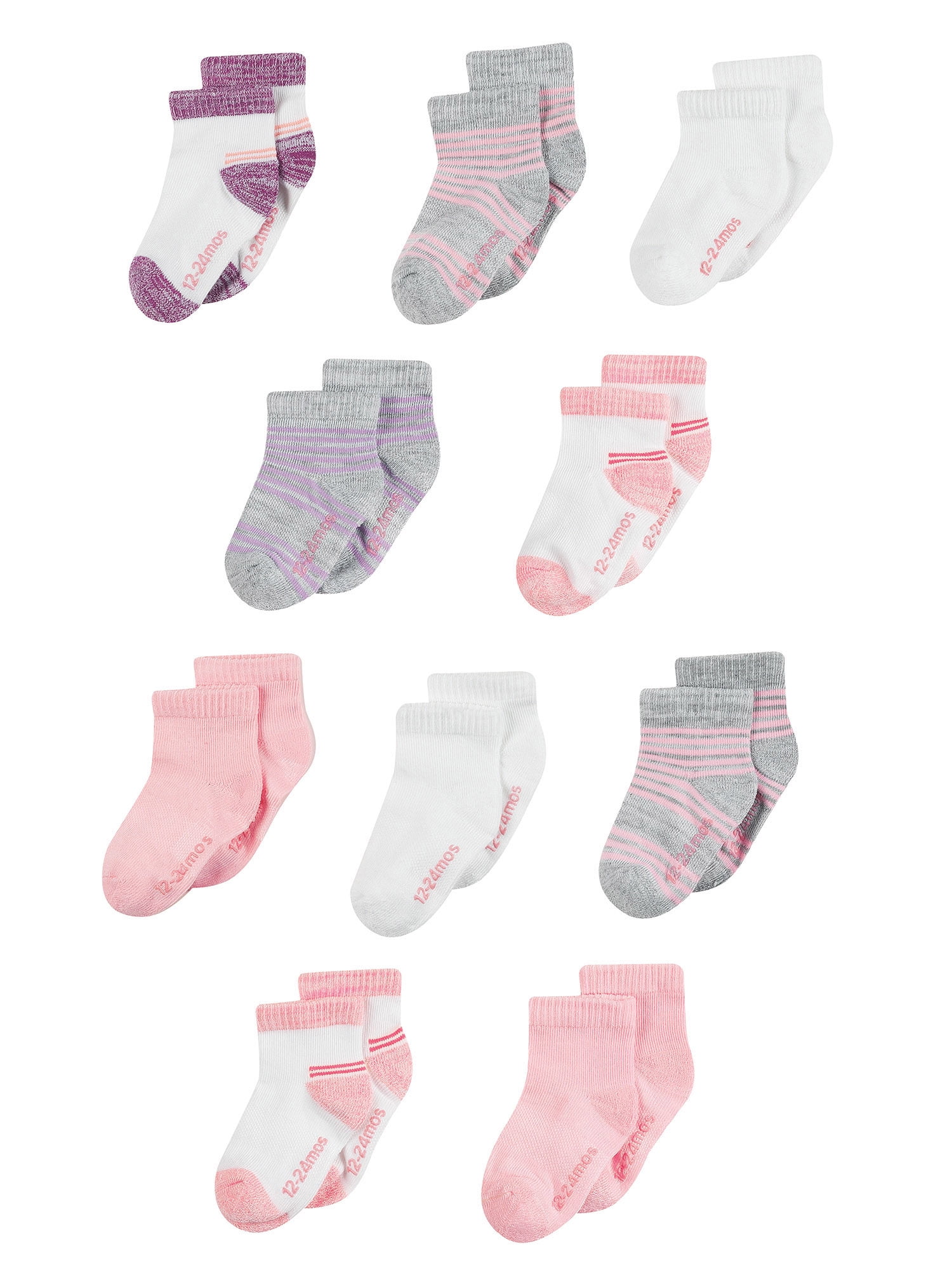 2 Pack Baby Boy Girl Turnover Socks Ankle Blue Pink White 0-3 Months 