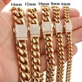 thumbnail image 3 of EOEMY 6-14mm Men Women Gold Tone Solid Stainless Steel Miami Curb Link Chain Bracelet-Gold-14mm-10.5Inch Or 26.5Cm, 3 of 7