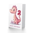 thumbnail image 2 of 2nd Birthday Card Cute Pink Baby Dinosaur Cartoon Kids Age 2 Year Old Child For Son Daughter Girl Boy Happy Card, 2 of 3