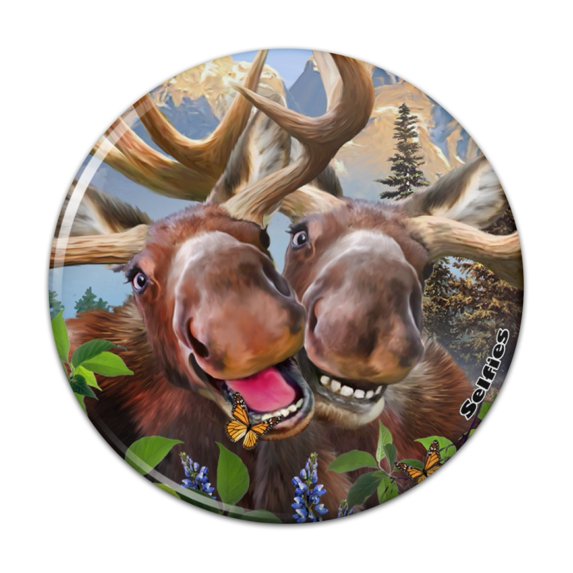 Moose Selfie Pinback Button Pin