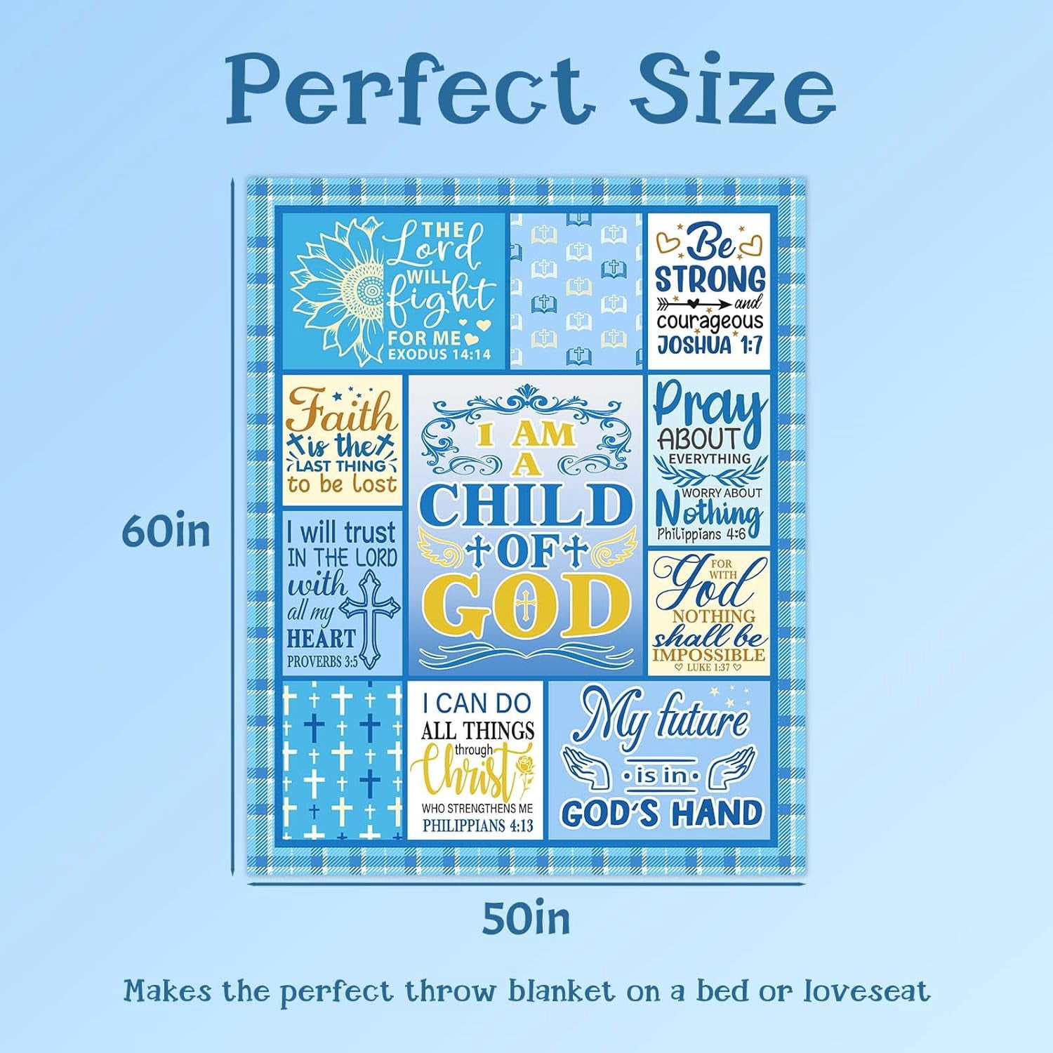 Christian Gifts for Men, I Am a Child of God Blankets 60"x50", Christmas Inspirational Catholic Religious Gift, Baptism Confirmation Gifts for Boys