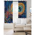 thumbnail image 2 of Peacock Feather Eye Blackout Curtains for Bedroom Living Room Darkening Curtains 63 Inches Long Abstract Colorful Window Curtain 2 Panels Set Thermal Insulated Window Treatment Grommet Drapes 52"x63", 2 of 9