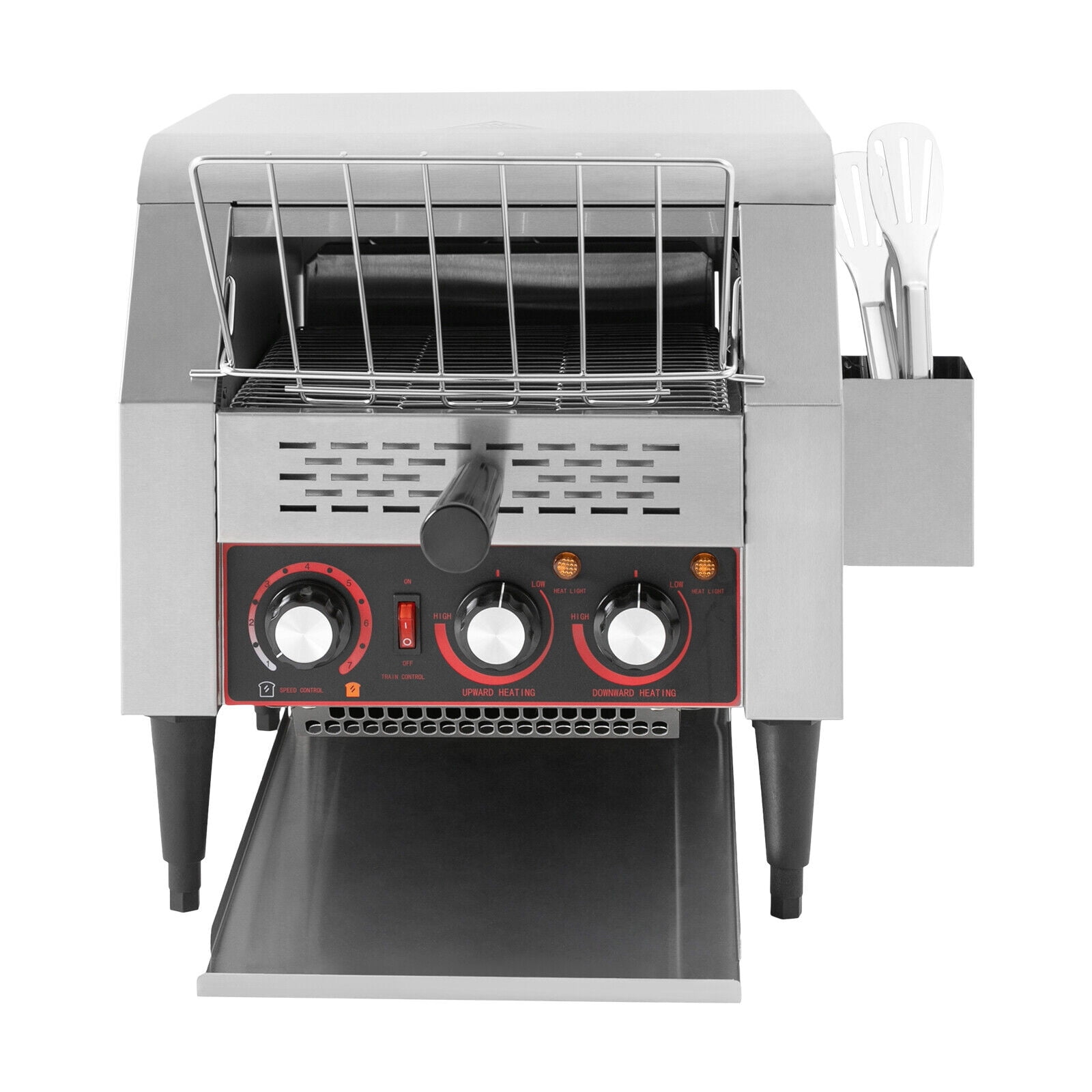 Miumaeov Commercial Conveyor Toaster 300 Slices/Hour Stainless Steel Industrial Toasters Conveyor Belt Toasters with Bread Clip for Restaurant Bakery