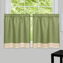 Collections Etc Darcy Two-Tone Cafe Curtain Tier Set Green 58" X 36", Green, 58" X 36"