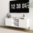 thumbnail image 2 of Modern TV Stand with Wave-Design Doors, Open Shelf & Adjustable Shelf - Stylish and Functional for Your Living Room, 2 of 15