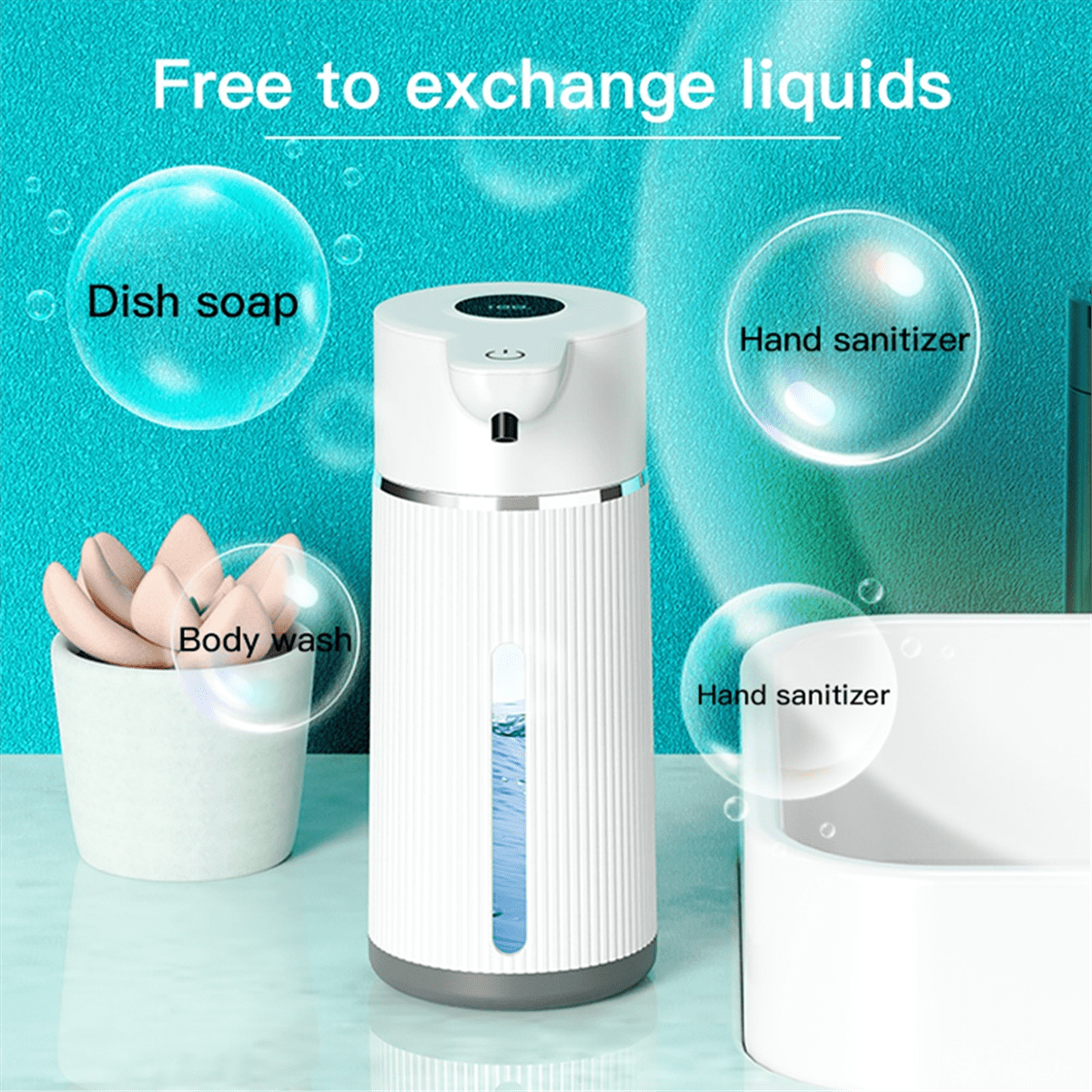 420ML Automatic Foaming Soap Dispenser 4 Gear Infrared Sensor USB Rechargeable Dispenser Wall Mounted IPX6 White